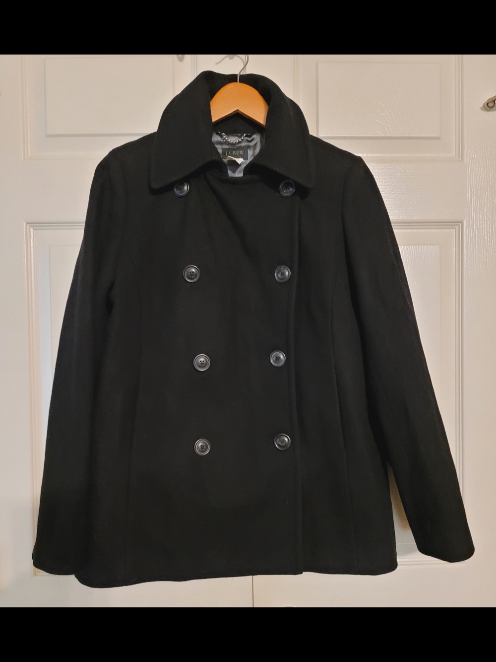 J. Crew Black Double-Breasted Wool Peacoat